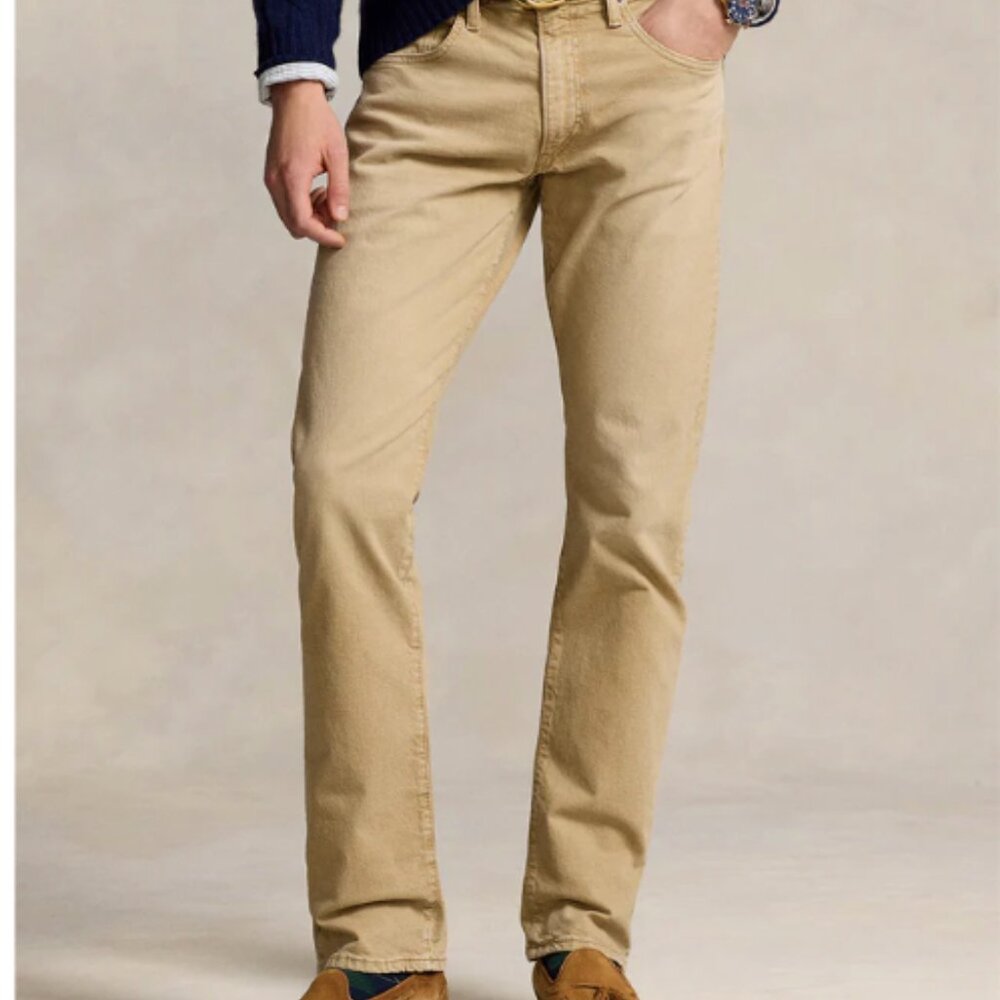 NWT Polo Ralph Lauren Men's Varick Slim Straight Jeans 33x32 Boating Khaki